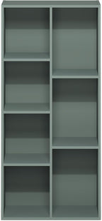 Furinno LUDER Book Shelf, 7-Cube Bookshelf, Bookcase, 9.4" x 19.5" x 41.7", for Living Room, Bedroom, Home Office, Sage Green