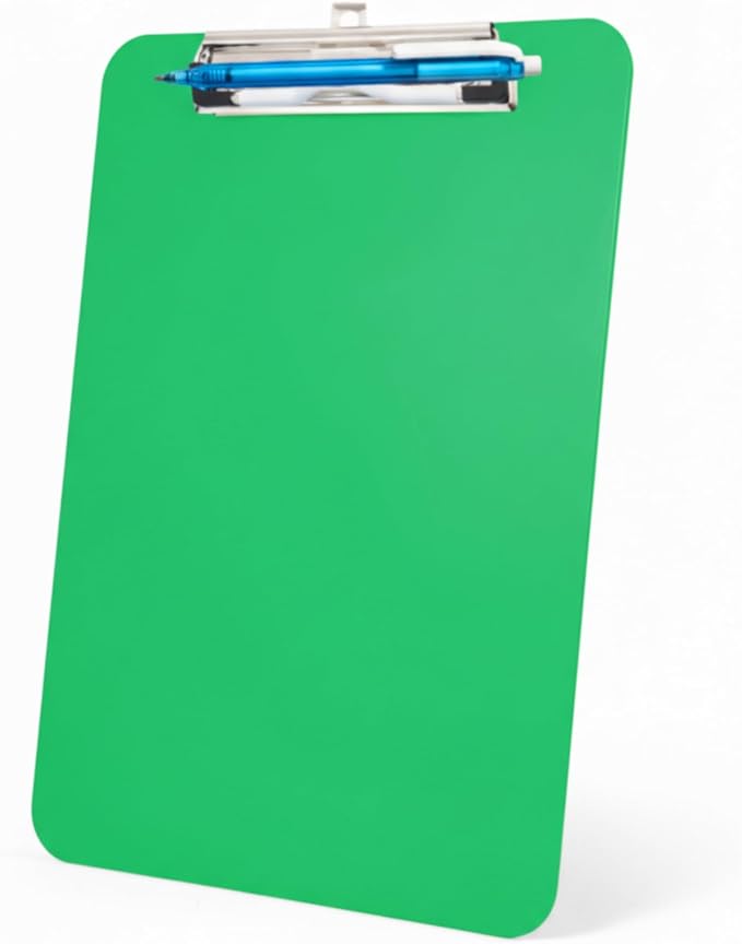 TFDLCG zm Green Clipboard with Pen Holder,Plastic Clipboard Standard Letter A4 Size,Heavy Duty Clip Boards 8.5x11,Cute Hanging Clipboards for Women Kids Students School Office Home