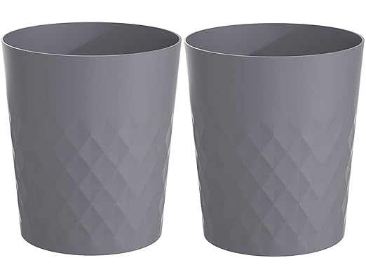 HOLTPHILI 1.8 Gallon Small Trash Can 2 Pack Bathroom Garbage Can Waste Basket Recycling Bin for Dorms Bedrooms Offices Kitchens, Grey