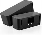 DELAMU 2 Pack Black Cable Management Box Cord Hider Box, Large Power Cord Organizer Box for Gaming Desk, Home, Office, Hide TV Wires, Router Box Hider, Floor Cord Covers, Baby & Pet Friendly