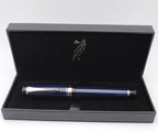 xixixiaozhu Metal Big Fountain Pen Set Medium Nib 0.7mm, Includes Ink Refill Converter, 5 Ink Cartridges & Gift Box (Medium Nib 0.7mm, Dark Blue with Silvery Clip)