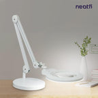 Neatfi XL Bifocal LED Magnifying Lamp, 7-Inch Acrylic Lens, 5D/20D Magnification, Hands-Free, Dimmable, 84 SMD LED, Adjustable Arm for Crafts, Reading, Close Work (White, with Base)