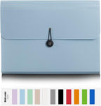 Nicfaec Expanding File Folder, 13 Pockets, Light Blue, Polypropylene for Work, School, Home, Office