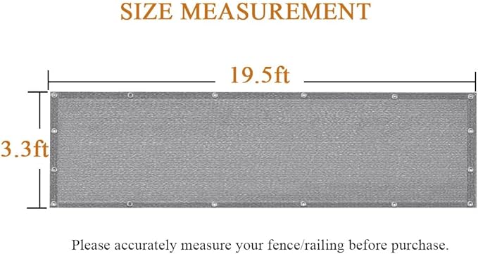 iCover 3.3x19.5ft Balcony Privacy Screen Fence, UV-Resistant Railing Fencing Cover for Porch Deck Patio Garden Backyard, Cable Zip Ties Included, Grey