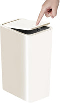 TIPGO Bathroom Trash Can with Lid, 10 Liter/ 2.6 Gallon Slim Garbage Can, Small Trash Bin Waste Basket with Pop-Up Lid for Kitchen, Bedroom, Living Room, Office (White)