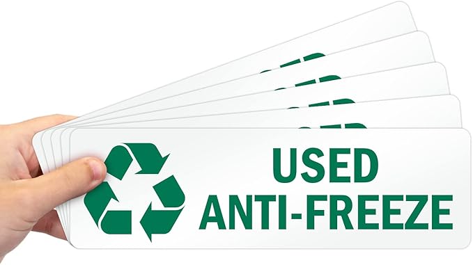 SmartSign Used Anti-Freeze Pack of 5 Recycle Labels | 3" x 10" Laminated Vinyl, Made in USA
