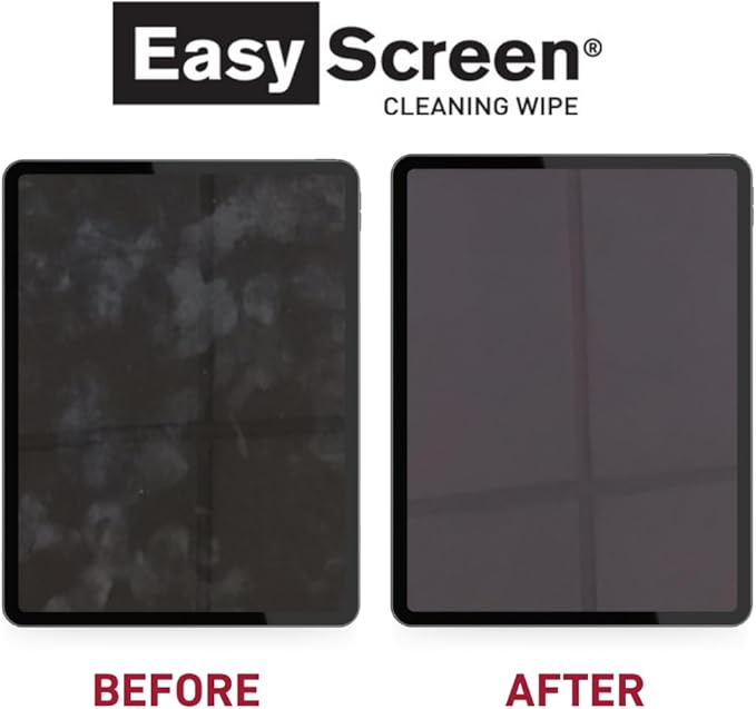 Easy Screen, Premium Screen Cleaning Wipes, Electronics, Touchscreens, and Glasses Cleaner, 50 Individual Packets Per Box, Large 5” x 8” Wipe