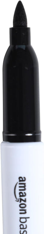 Amazon Basics Fine Tip Point Permanent Markers for Office, School, and Home Use, Black, 4 Pack