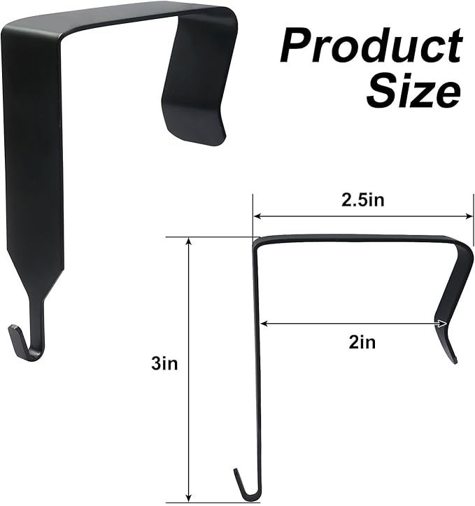 OSVJE 4 PCS Over The Door Hook, Universal Cubicle Hangers Metal Partition, Office Hook for Hanging File Bins/Keys/Whiteboard (Black)
