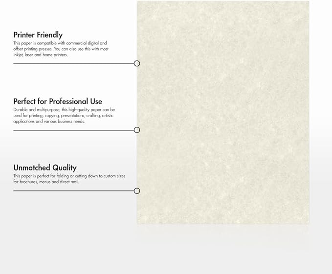 LUXPaper 8.5" x 11" Paper | Letter Size | Cream Parchment | 60lb. Text | 50 Qty