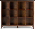 SIMPLIHOME Artisan Bookcase - 57 inch Tall 12-Cube Solid Wood Cube Organizer in Russet Brown, Transitional Storage Bookcase for Living Room, Study Room or Office with Fixed Shelves and Tapered Legs