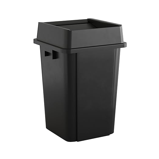 Krollen Industrial 19 Gallon Black Square Commercial Trash Can with Lid
