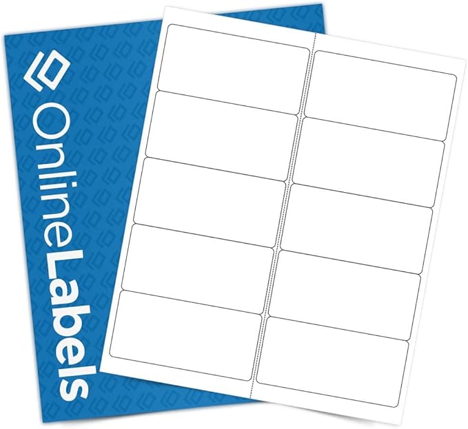 4 x 2 Rectangle Mailing Labels - Permanent, White Matte - Address, Shipping, Gift - Pack of 50,000-5,000 Sheets - Inkjet/Laser Printers - Online Labels
