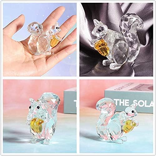 H&D HYALINE & DORA Crystal Animals Squirrel Collectible Figurine Paperweight Table Centerpiece Ornament