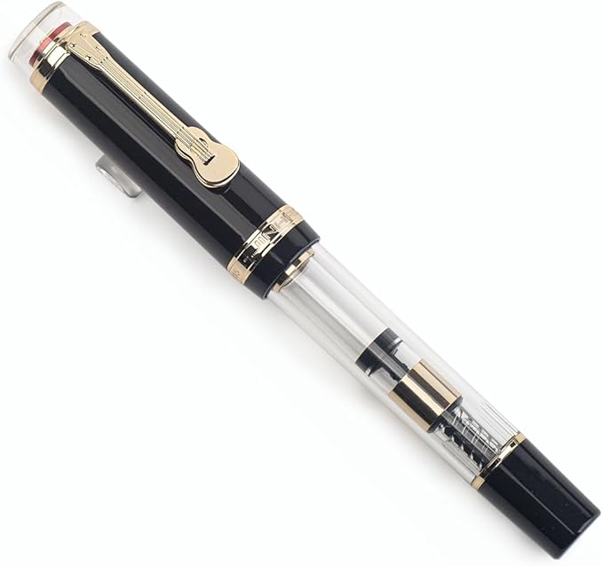 JINHAO 1935 Fountain Pen TIANDAO Series #8 Nib Ink Pen with Guitar-Shaped Clip and Ink Converter (F Nib 0.5mm, Black)