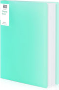Phyxin Portfolio Binder, 80-Pocket Portfolio Folder 8.5" x 11", Displaying 160 Page Binder with Plastic Sleeves, Plastic Folders for Women & Men, Students, Teachers, Green