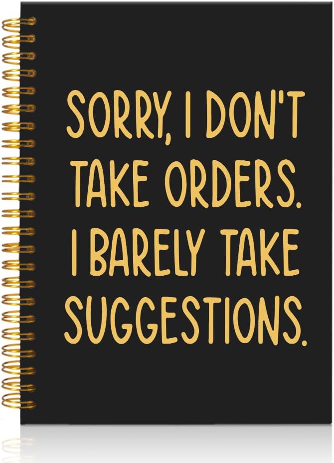 Mhfpl Sorry I Don't Take Orders Black Golden Spiral Blank Notebook, Funny Feminist Journal Gifts for Entrepreneur Women Leader Business Owner, Sarcastic Notebook Gifts for Coworker Sister Best Friend