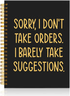 Mhfpl Sorry I Don't Take Orders Black Golden Spiral Blank Notebook, Funny Feminist Journal Gifts for Entrepreneur Women Leader Business Owner, Sarcastic Notebook Gifts for Coworker Sister Best Friend