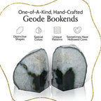 Nature's Decorations Agate Bookends - A+ Quality Green Geode with Non-Skid Rubber Bumpers for Shelves, Office, Home Decor, Heavy Duty Cute Stone (3-4 LB)