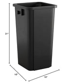 Krollen Industrial 23 Gallon Black Square Commercial Trash Can