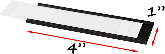 Realth C Channel Magnetic Label Holders 50 Pack 1'' x 4'' with Paper Inserts and Clear Plastic Protectors, Magnetic Data Card Holders File Cabinet Labels for Metal Racks and Shelves