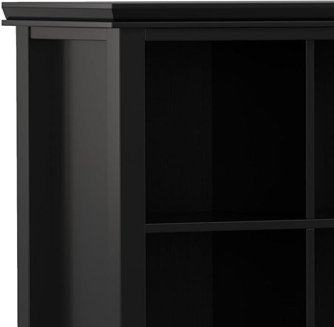 SIMPLIHOME Artisan Bookcase - 57 inch Tall 12-Cube Solid Wood Cube Organizer in Black, Transitional Storage Bookcase for Living Room, Study Room or Office with Fixed Shelves and Tapered Legs