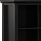 SIMPLIHOME Artisan Bookcase - 57 inch Tall 12-Cube Solid Wood Cube Organizer in Black, Transitional Storage Bookcase for Living Room, Study Room or Office with Fixed Shelves and Tapered Legs