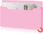Feifeiya Magnetic Pocket File Holder Large File Folder Organizer Paper Mail Letters Holder Wall Hanging Office Supplies for Refrigerator Whiteboard Cabinets(13.8 x 8.3 Inch,Horizontal,Pink)