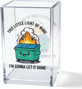 Vgrti This Little Light of Mine I知 Gonna Let It Shine Acrylic Cosmetic Pencil Pen Holder Cup, Funny Dumpster Fire Pen Holder Cup for Office, Inspirational Sarcastic Work Gifts for Women Men Coworkers