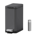 Mbillion Bathroom Trash Can with Lid Slim Stainless Steel Small Bathroom Garbage Can 10 Liter, 2.6 Gallon Soft Close, Step Pedal, Slim Wastebasket for Toilet, Office, Bedroom,Dark Grey