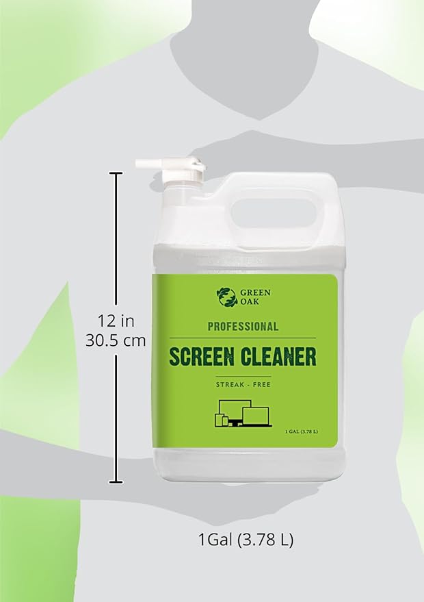 Green Oak Screen Cleaner Refill Professional Screen Cleaner Spray - Best for LCD & LED TV, Tablet, Computer Monitor, Phone - Safely Cleans Fingerprints, Dust, Oil (1 Gallon)