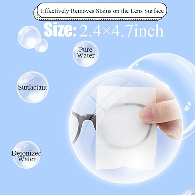 Pre-Moistened Lens Cleaning Wipes, Cleaning Wipes for Glasses, Computer & Laptops Screens, Smart Phones, Optical Lens, Goggles, and Watch Screen l Quick-Dry and Scratch-Free (Multicolor)