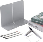 MSDADA Bookends, Book Ends for Book Shelves, Bookends for Office, Book Ends for Heavy Books, Metal Bookend Supports, Modern Minimalist Style Bookends, Grey(4 Pairs/8pcs)