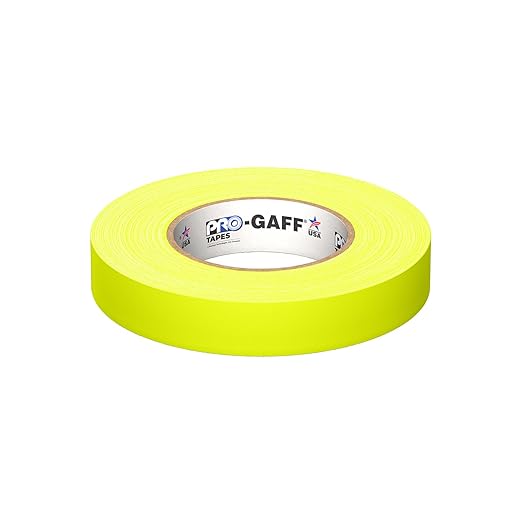1" Width ProTapes Pro Gaff Premium Matte Cloth Gaffer's Tape With Rubber Adhesive, 50 yds Length x, Fluorescent Yellow (Pack of 1)