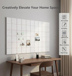 G Gamit Large Felt Wall Tiles Bulletin Board 59”x36”,Large Cork Board Alternative with 60 Pushpins, 15-Pack Felt Pin Board with 112 Safe Removable Adhesive Tabs for Home Office School (Oatmeal)