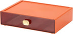 OSteed Spacious Desktop Storage Box, 1 Large Storage Drawer, Stackable Office Desk Drawer Organizer and Accessories, Printer Paper Organizer, Orange Plastic Drawers for Workspace & Home