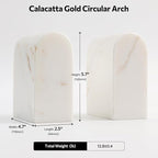Faticdorr Luxury Marble Bookends for Shelves, 13LB Heavy Duty Marble Book Ends for Heavy Books, Stone Bookends Decorative, Polished, Calacatta Gold Arch, Set of 2