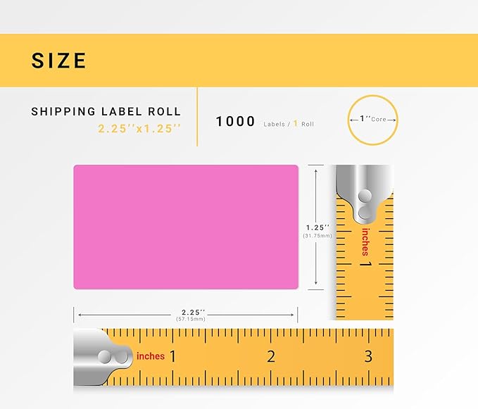 HOUSELABELS 2.25" x 1.25" Pink Address Labels on 1" Core Compatible with Zebra and Rollo Printers, 34 Rolls / 1,000 Labels per Roll