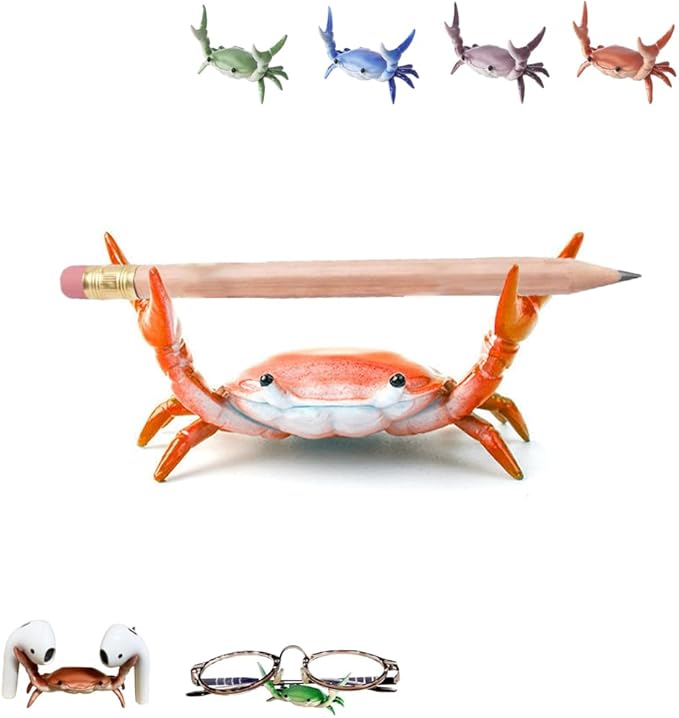 Crab Pen Holder for Desk, Cute Multifunctional Weightlifting Desk Crab Pencil Holder Organizer for Pens, Pencils & Makeup, Funny Desktop Decor Gift for Home Office School