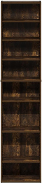 Furinno Indo DVD Shelf, 8-Tier CD Rack, Media Shelf with Adjustable Shelves, DVD Storage Cabinets for CD Blueray Game Disc, Easy Assembly, for Living Room, Home Office, Amber Pine