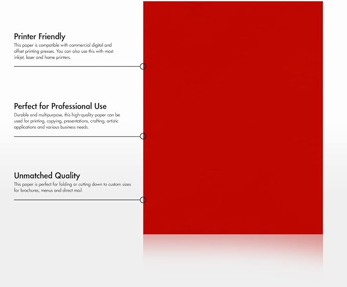 LUXPaper 8.5" x 11" Paper | Letter Size | Holiday Red | 60lb. Text | 500 Qty