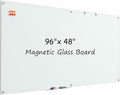 MaxGear Glass Whiteboard, Tempered Magnetic Dry Erase Board 96 x 48 Inch, Frameless Wall Mounted, Office Classroom Conference Room Home Use, Includes Markers, Eraser, Magnets & Mounting Kit