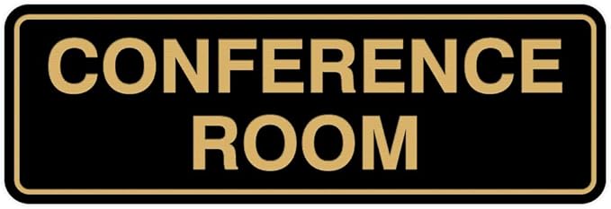 Standard Conference Room Sign - Black/Gold - Medium 10 Pack