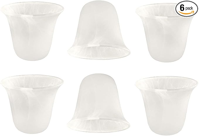 Eumyviv Bell Shaped Alabaster Glass Lamp Shade Replacement with 1-5/8-inch Fitter Opening for Ceiling Fan Light Kit Wall Sconce Pendant Light Fixture (6pcs Alabaster Glassed)