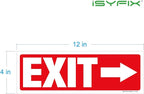 iSYFIX Exit Signs Stickers 12 Pack 12x4 Inch - Laminated Premium Vinyl Directional Right Arrow Signs for Buildings, Office, Workplace, Stores, Schools, Theaters, Parking, Restaurants, Factories