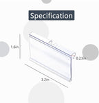 Diteje 20 Pack Plastic Wire Shelf Label Holder,Shelving Rack Retail Sign Hook Labels Clip On with Paper Inserts,3.15x1.50inch