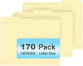 Manila Folders, HERKKA 170 Pack 1/3 Cut Tab File Folders, Manila Folders 8.5 x 11 Designed for Office and Classroom Use, Letter Size