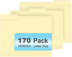 Manila Folders, HERKKA 170 Pack 1/3 Cut Tab File Folders, Manila Folders 8.5 x 11 Designed for Office and Classroom Use, Letter Size