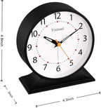 Tinload 4.5" Antique Retro Analog Alarm Clock, Small Silent Bedside Desk Clock with Manual Light, Battery Operated, Snooze, for Living Room, Bedroom, Bedside, Desk(Black)