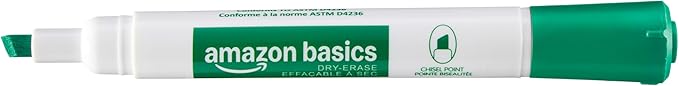 Amazon Basics Low-Odor Dry Erase Whiteboard Markers, Chisel Tip, 4 Assorted Colors, 36 Count